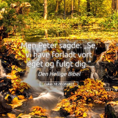 Picture 05 - Lukas 18:28 DA1871 - Men Peter sagde: „Se, vi have forladt vort eget - Bible Verse Picture
