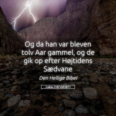 Picture 05 - Lukas 2:42 DA1871 - Og da han var bleven tolv Aar gammel, og de gik - Bible Verse Picture
