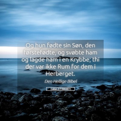 Picture 05 - Lukas 2:7 DA1871 - Og hun fødte sin Søn, den førstefødte, og - Bible Verse Picture