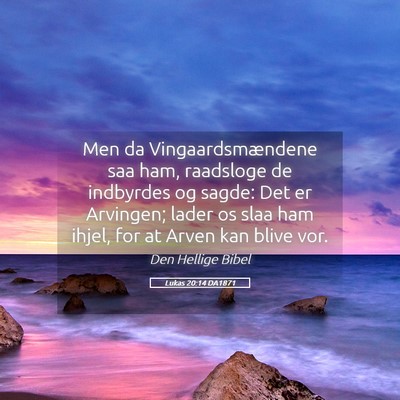 Picture 05 - Lukas 20:14 DA1871 - Men da Vingaardsmændene saa ham, raadsloge de - Bible Verse Picture