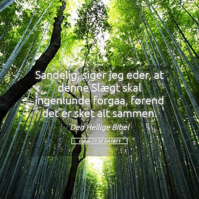 Picture 05 - Lukas 21:32 DA1871 - Sandelig, siger jeg eder, at denne Slægt skal - Bible Verse Picture