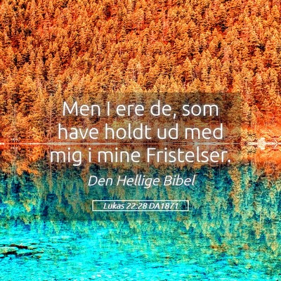 Picture 05 - Lukas 22:28 DA1871 - Men I ere de, som have holdt ud med mig i mine - Bible Verse Picture