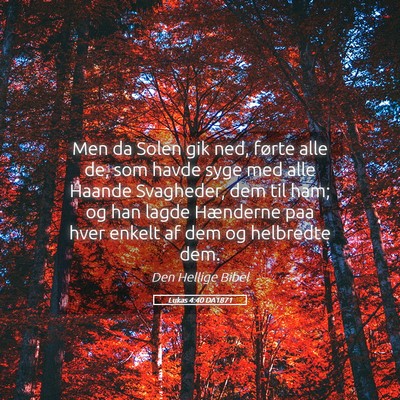 Picture 05 - Lukas 4:40 DA1871 - Men da Solen gik ned, førte alle de, som havde - Bible Verse Picture