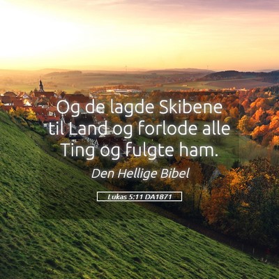 Picture 05 - Lukas 5:11 DA1871 - Og de lagde Skibene til Land og forlode alle Ting - Bible Verse Picture