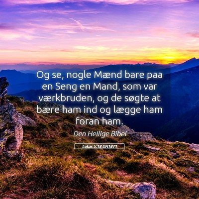 Picture 05 - Lukas 5:18 DA1871 - Og se, nogle Mænd bare paa en Seng en Mand, som - Bible Verse Picture