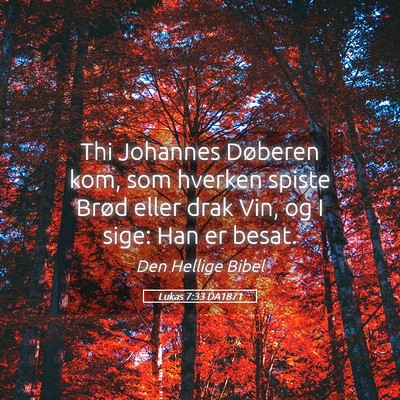 Picture 05 - Lukas 7:33 DA1871 - Thi Johannes Døberen kom, som hverken spiste - Bible Verse Picture