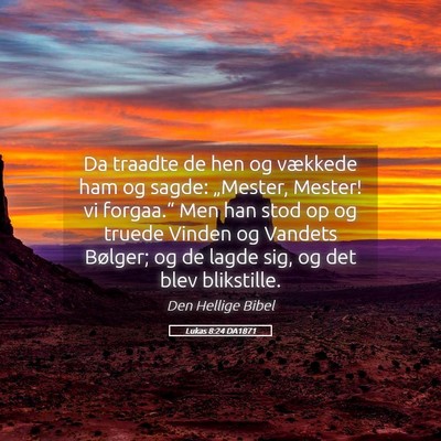 Picture 05 - Lukas 8:24 DA1871 - Da traadte de hen og vækkede ham og sagde: - Bible Verse Picture