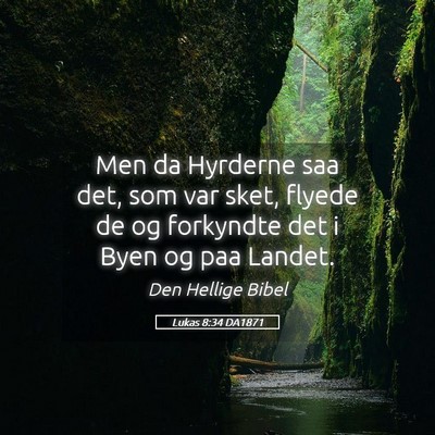 Picture 05 - Lukas 8:34 DA1871 - Men da Hyrderne saa det, som var sket, flyede de - Bible Verse Picture