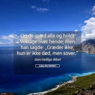 Picture 05 - Lukas 8:52 DA1871 - Og de græd alle og holdt Veklage over hende; men - Bible Verse Picture