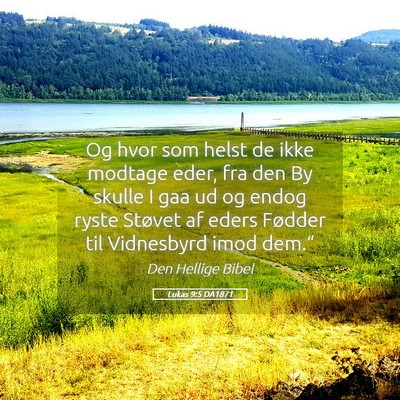 Picture 05 - Lukas 9:5 DA1871 - Og hvor som helst de ikke modtage eder, fra den - Bible Verse Picture