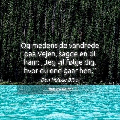 Picture 05 - Lukas 9:57 DA1871 - Og medens de vandrede paa Vejen, sagde en til - Bible Verse Picture