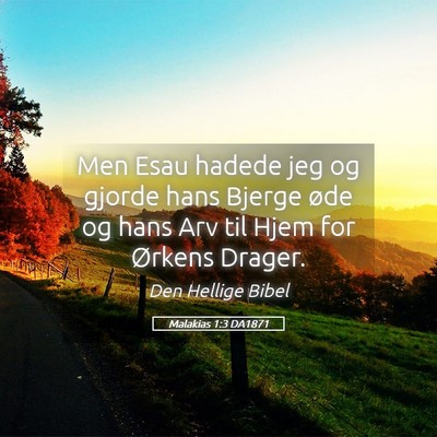 Picture 05 - Malakias 1:3 DA1871 - Men Esau hadede jeg og gjorde hans Bjerge øde og - Bible Verse Picture