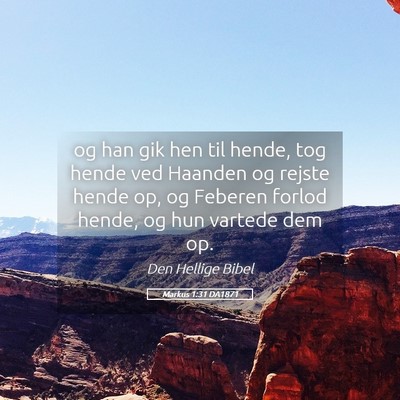 Picture 05 - Markus 1:31 DA1871 - og han gik hen til hende, tog hende ved Haanden - Bible Verse Picture
