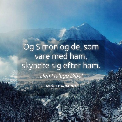 Picture 05 - Markus 1:36 DA1871 - Og Simon og de, som vare med ham, skyndte sig - Bible Verse Picture