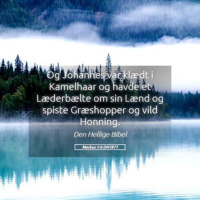 Picture 05 - Markus 1:6 DA1871 - Og Johannes var klædt i Kamelhaar og havde et - Bible Verse Picture