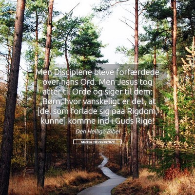 Picture 05 - Markus 10:24 DA1871 - Men Disciplene bleve forfærdede over hans Ord. - Bible Verse Picture