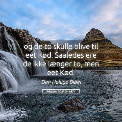 Picture 05 - Markus 10:8 DA1871 - og de to skulle blive til eet Kød. Saaledes ere - Bible Verse Picture
