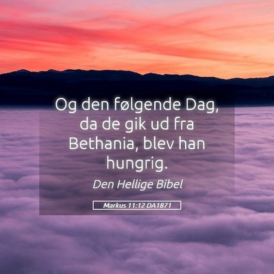 Picture 05 - Markus 11:12 DA1871 - Og den følgende Dag, da de gik ud fra Bethania, - Bible Verse Picture