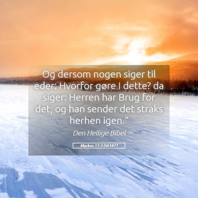 Picture 05 - Markus 11:3 DA1871 - Og dersom nogen siger til eder: Hvorfor gøre I - Bible Verse Picture