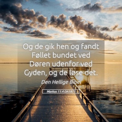 Picture 05 - Markus 11:4 DA1871 - Og de gik hen og fandt Føllet bundet ved Døren - Bible Verse Picture