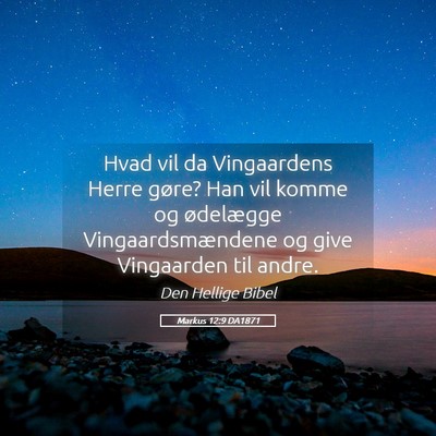 Picture 05 - Markus 12:9 DA1871 - Hvad vil da Vingaardens Herre gøre? Han vil - Bible Verse Picture