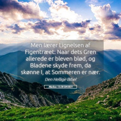 Picture 05 - Markus 13:28 DA1871 - Men lærer Lignelsen af Figentræet: Naar dets - Bible Verse Picture