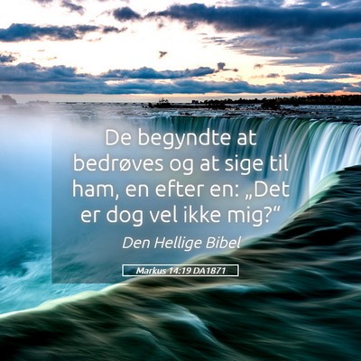 Picture 05 - Markus 14:19 DA1871 - De begyndte at bedrøves og at sige til ham, en - Bible Verse Picture