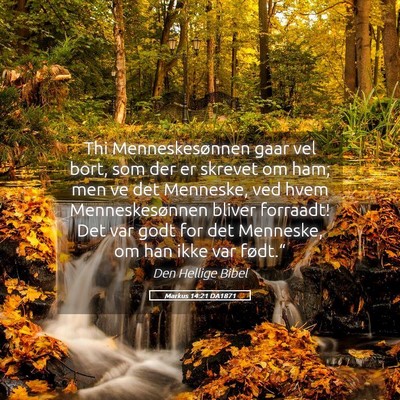 Picture 05 - Markus 14:21 DA1871 - Thi Menneskesønnen gaar vel bort, som der er - Bible Verse Picture