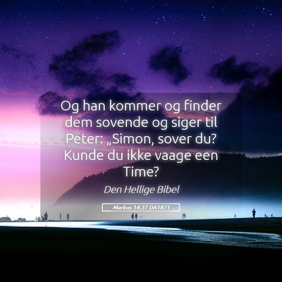 Picture 05 - Markus 14:37 DA1871 - Og han kommer og finder dem sovende og siger til - Bible Verse Picture