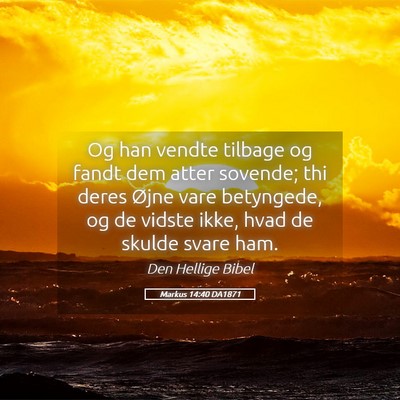 Picture 05 - Markus 14:40 DA1871 - Og han vendte tilbage og fandt dem atter sovende; - Bible Verse Picture