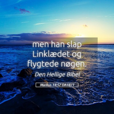 Picture 05 - Markus 14:52 DA1871 - men han slap Linklædet og flygtede - Bible Verse Picture