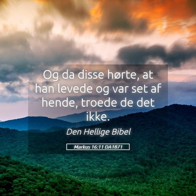Picture 05 - Markus 16:11 DA1871 - Og da disse hørte, at han levede og var set af - Bible Verse Picture