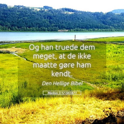 Picture 05 - Markus 3:12 DA1871 - Og han truede dem meget, at de ikke maatte gøre - Bible Verse Picture