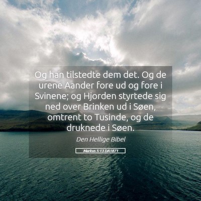 Picture 05 - Markus 5:13 DA1871 - Og han tilstedte dem det. Og de urene Aander fore - Bible Verse Picture