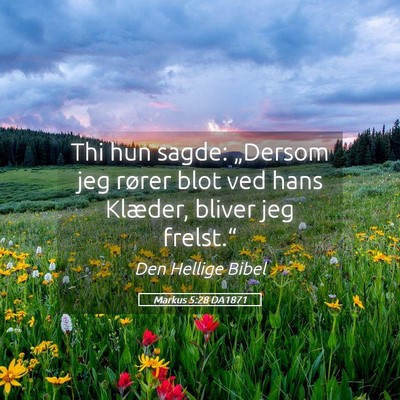 Picture 05 - Markus 5:28 DA1871 - Thi hun sagde: „Dersom jeg rører blot ved hans - Bible Verse Picture