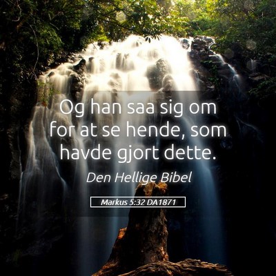 Picture 05 - Markus 5:32 DA1871 - Og han saa sig om for at se hende, som havde - Bible Verse Picture