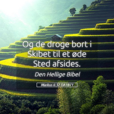 Picture 05 - Markus 6:32 DA1871 - Og de droge bort i Skibet til et øde Sted - Bible Verse Picture