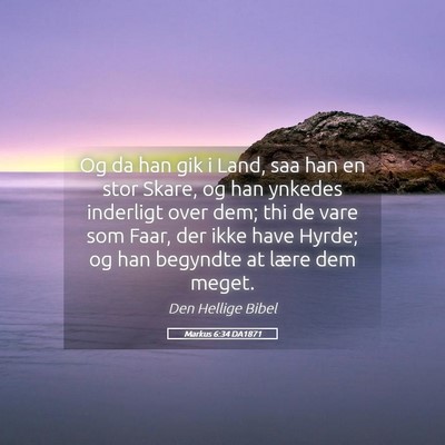 Picture 05 - Markus 6:34 DA1871 - Og da han gik i Land, saa han en stor Skare, og - Bible Verse Picture