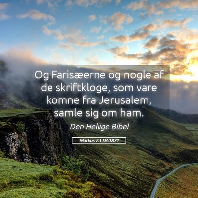 Picture 05 - Markus 7:1 DA1871 - Og Farisæerne og nogle af de skriftkloge, som - Bible Verse Picture