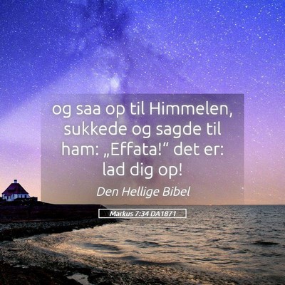 Picture 05 - Markus 7:34 DA1871 - og saa op til Himmelen, sukkede og sagde til ham: - Bible Verse Picture