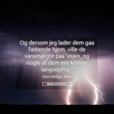 Picture 05 - Markus 8:3 DA1871 - Og dersom jeg lader dem gaa fastende hjem, ville - Bible Verse Picture