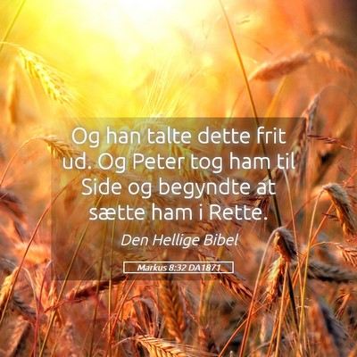 Picture 05 - Markus 8:32 DA1871 - Og han talte dette frit ud. Og Peter tog ham til - Bible Verse Picture