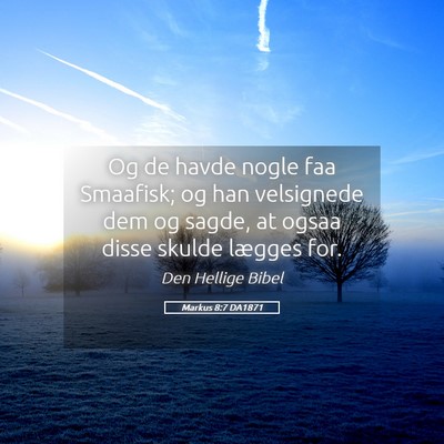 Picture 05 - Markus 8:7 DA1871 - Og de havde nogle faa Smaafisk; og han velsignede - Bible Verse Picture