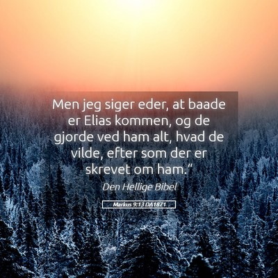 Picture 05 - Markus 9:13 DA1871 - Men jeg siger eder, at baade er Elias kommen, og - Bible Verse Picture