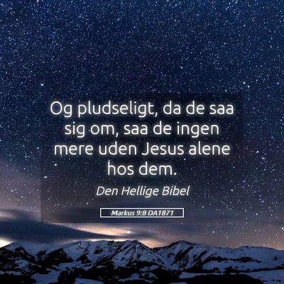 Picture 05 - Markus 9:8 DA1871 - Og pludseligt, da de saa sig om, saa de ingen - Bible Verse Picture