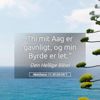 Picture 05 - Matthæus 11:30 DA1871 - Thi mit Aag er gavnligt, og min Byrde er - Bible Verse Picture