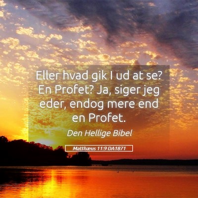 Picture 05 - Matthæus 11:9 DA1871 - Eller hvad gik I ud at se? En Profet? Ja, siger - Bible Verse Picture