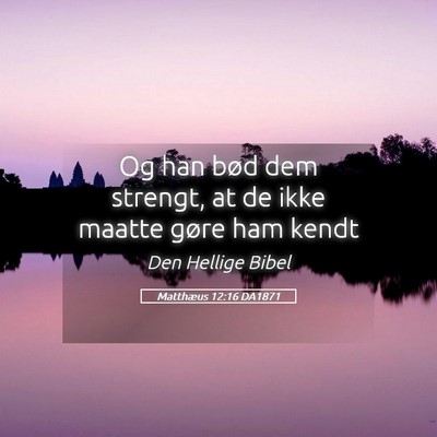 Picture 05 - Matthæus 12:16 DA1871 - Og han bød dem strengt, at de ikke maatte gøre - Bible Verse Picture