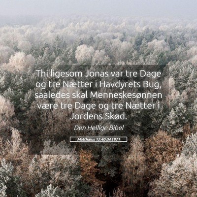 Picture 05 - Matthæus 12:40 DA1871 - Thi ligesom Jonas var tre Dage og tre Nætter i - Bible Verse Picture