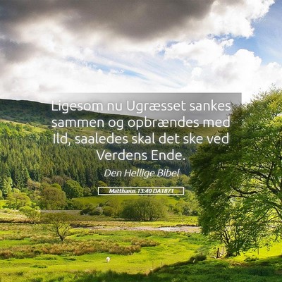 Picture 05 - Matthæus 13:40 DA1871 - Ligesom nu Ugræsset sankes sammen og opbrændes - Bible Verse Picture